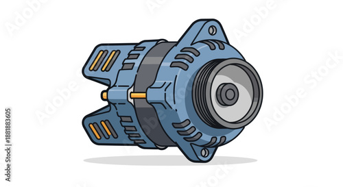 Car Alternator Automotive Part Vector Illustration
