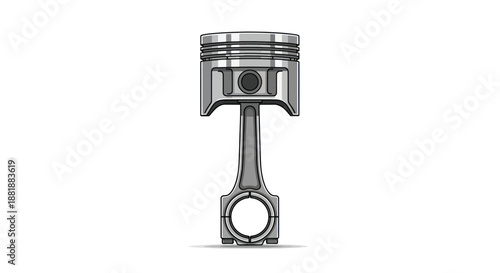 Automotive engine piston with connecting rod illustration