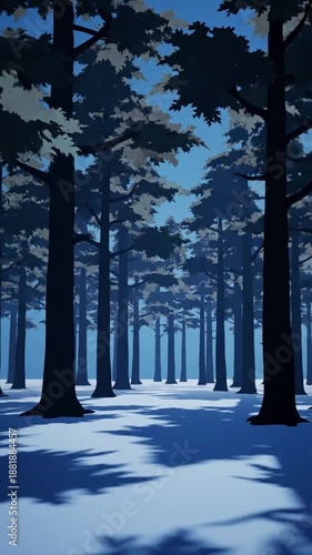 Wallpaper Mural Abstracted Wilderness Scene Emphasizing a clean, uncluttered background with silhouetted trees and minimal visual distractions. Torontodigital.ca