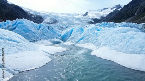 Wallpaper Mural Atmospheric Glacier A static, atmospheric view of the glacier with wisps of fog or mist drifting over its surface, enhancing its ethereal beauty. Torontodigital.ca