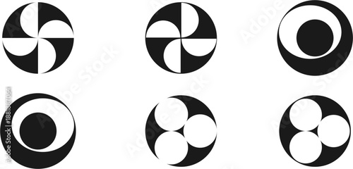 Abstract Minimalist Logo Designs Vector Collection 1, Featuring Modern Geometric Shapes and Circular Elements for Branding and Identity.