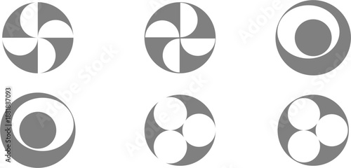 Abstract Minimalist Logo Designs Vector Collection 2, Featuring Modern Geometric Circular Shapes in Subtle Gray Tones for Versatile Branding.