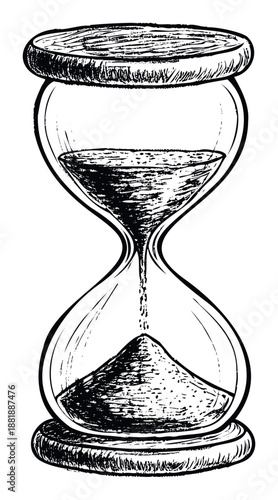 Classic hourglass with sand flowing, illustrating the concept of time passing and measurement, ideal for projects requiring a vintage or historical symbolic representation.