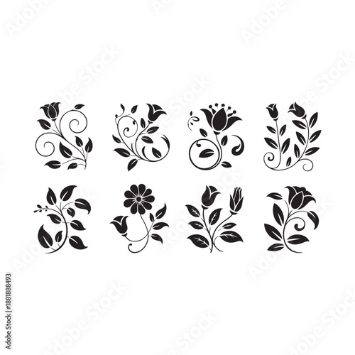 Vintage Floral Ornament Icon Grid