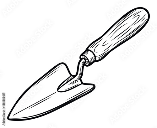 Essential gardening hand trowel for planting seeds, transplanting small plants, and cultivating soil, ideal for home garden enthusiasts and landscape professionals seeking simple tool