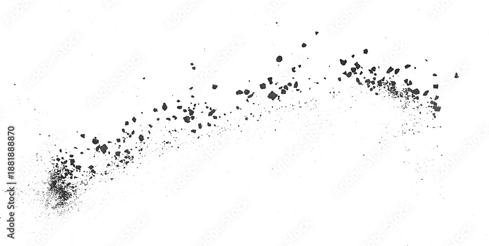 Ταπετσαρία Particles of black charcoal on a white background, view from above