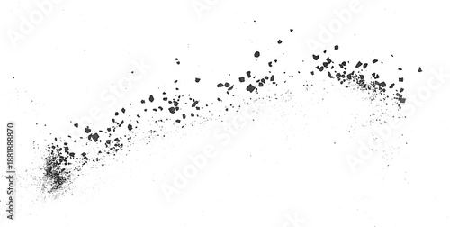 фотографія Particles of black charcoal on a white background, view from above