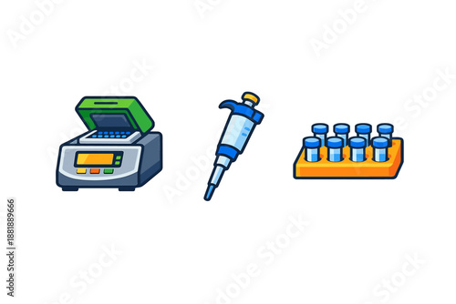 Laboratory equipment for science experiments with a machine a syringe