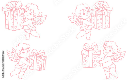 Cute innocent cherubs holding precious festive presents celebrating moments of joy and heartfelt love