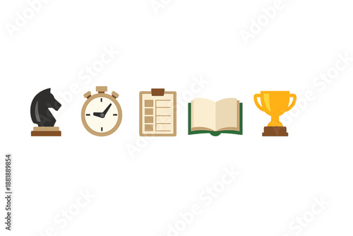 Chess strategy session with timer and checklist focused on winning a