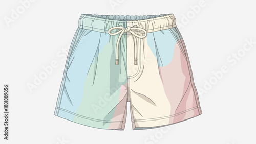 Pastel color casual summer shorts with drawstring waist