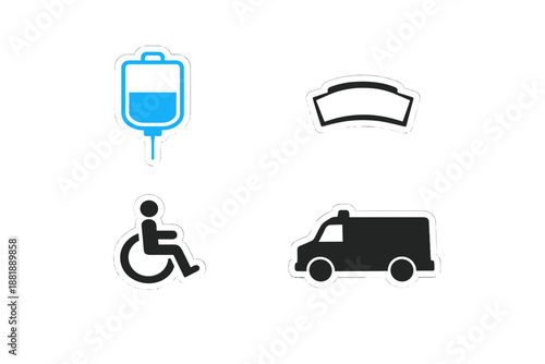 Medical symbols and icons representing healthcare support and