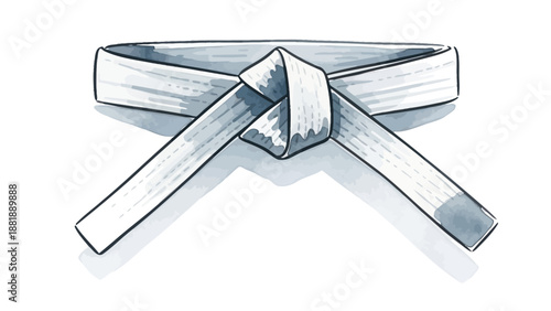 White martial arts belt tied in a knot
