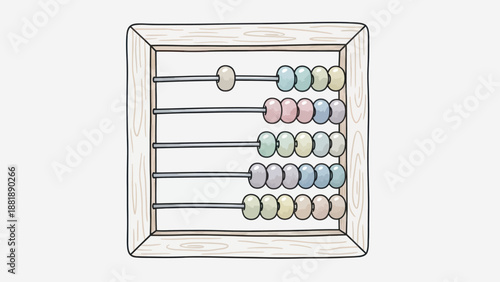 Wooden abacus with colorful counting beads for educational math learning