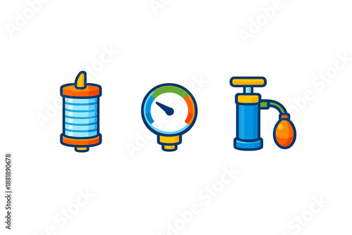 Different tools used for measuring and regulating pressure in various