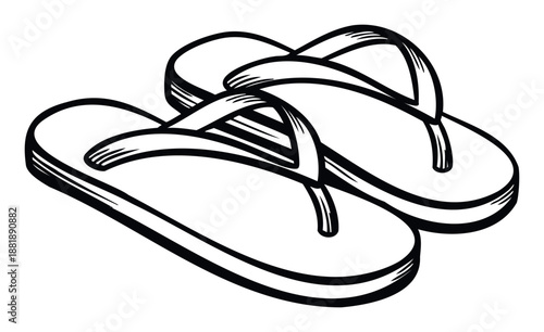 Simple graphic representation of classic flipflops, perfect for conveying summer relaxation, beach outings, or casual comfortable footwear lifestyle content.