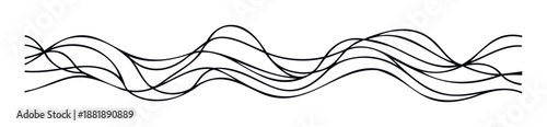 Captivating dynamic flowing abstract black lines forming a harmonious modern wave design, perfect for cuttingedge technology, sound visualization, or sleek graphic presentations