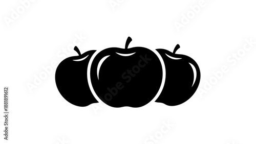 Three black apple icons on a white background in vector format.