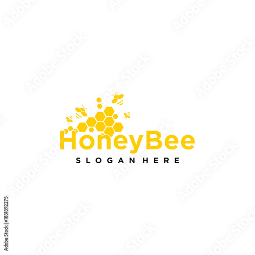 A honey bee logo themed around nature and the honey industry with a clean and modern look.