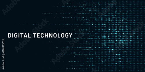 digital technology background with blue and white lights