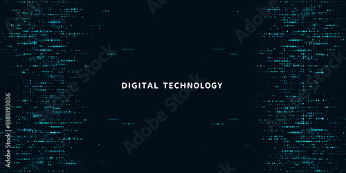 Digital technology background with code and futuristic aesthetic elements