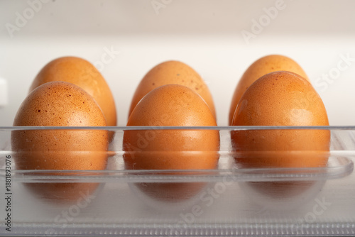 Eggs placed in the fridge door compartment