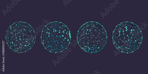 four teal glowing orbs on a dark background with intricate patterns