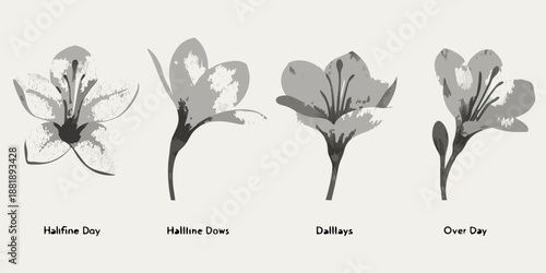 Delicate floral arrangement of crocus blooms in grayscale aesthetic