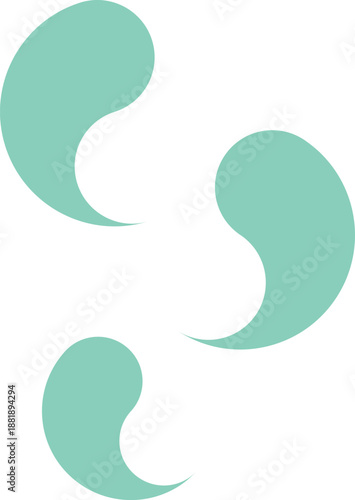 Mint green curved swirl shapes set