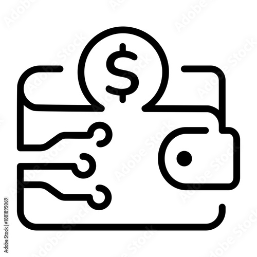 An outline icon depicting a digital wallet