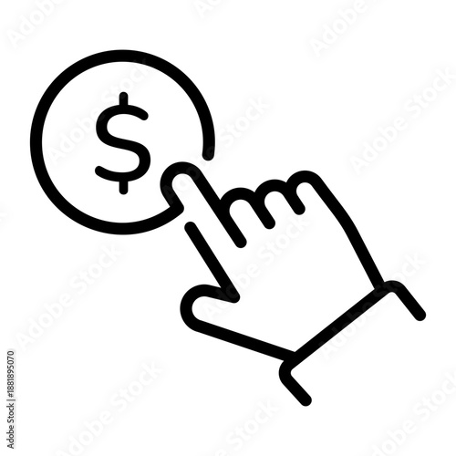 A linear icon showing click money