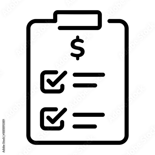 Line style icon depicting a payment list