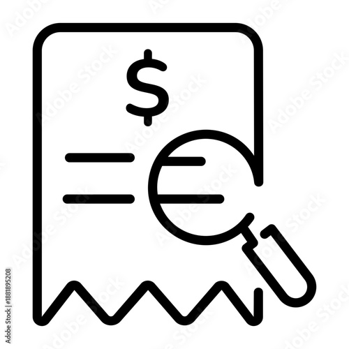 An outline icon depicting a checking receipt