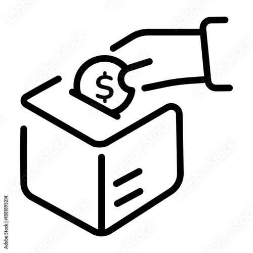 A linear icon showing a cash deposit