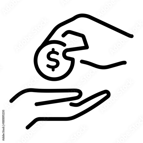 An outline icon depicting a cashback