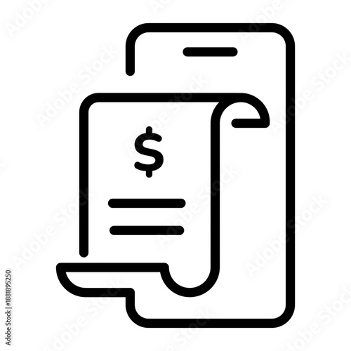A linear icon showing an online invoice