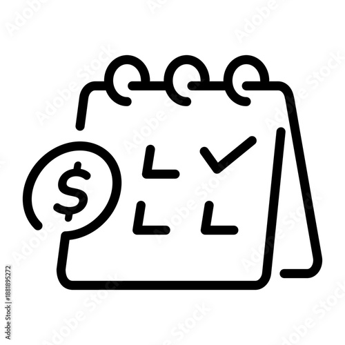Line style icon depicting a payment deadline