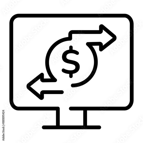 An outline icon depicting a digital transfer