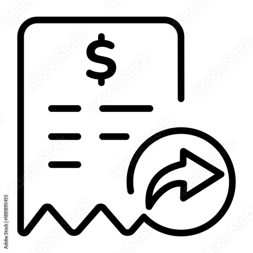 A linear icon showing a share receipt