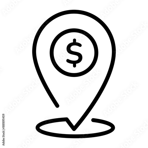 A linear icon showing an atm locator