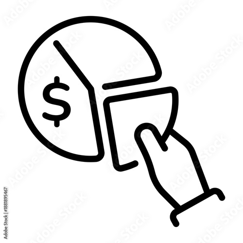 An outline icon depicting share profit