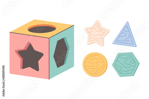 Educational children game for motor skills and logical thinking, preschool activities concept. Montessori game for infants and toddlers. Flat vector illustration