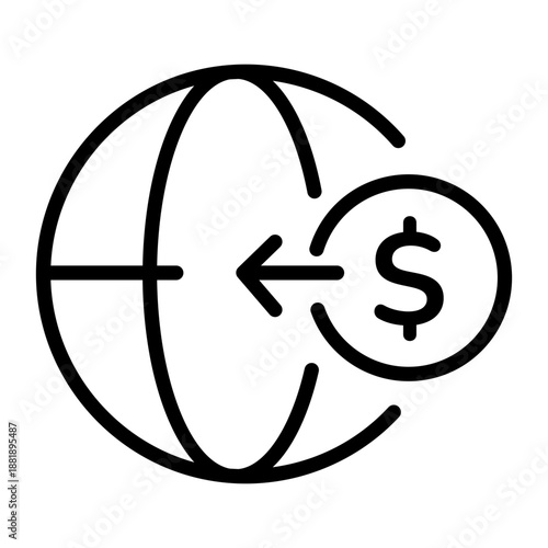 An outline icon depicting a global transfer