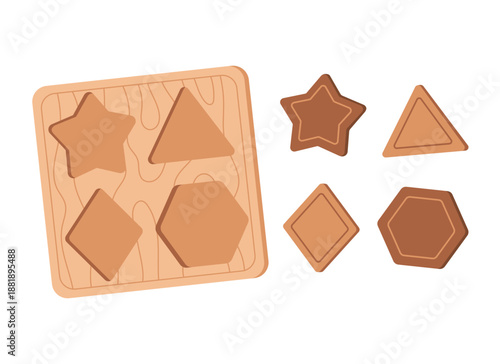 Educational children game for motor skills and logical thinking, preschool activities concept. Montessori game for infants and toddlers. Flat vector illustration