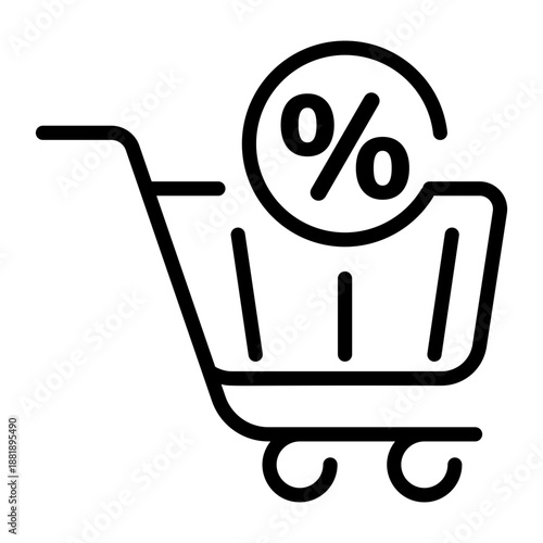 A linear icon showing a shopping discount