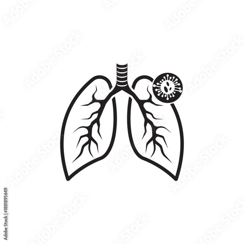 Lungs line icon isolated on white background.