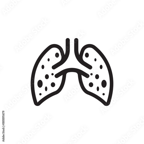 Lungs line icon isolated on white background.