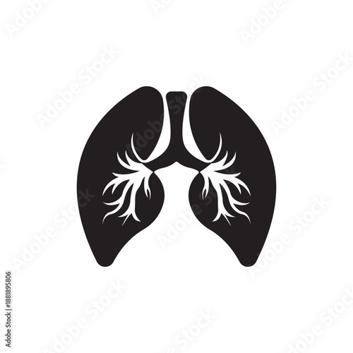 Lungs line icon isolated on white background.