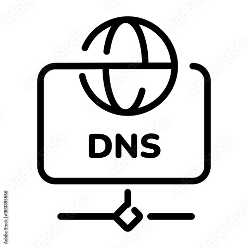 A linear style icon representing dns 