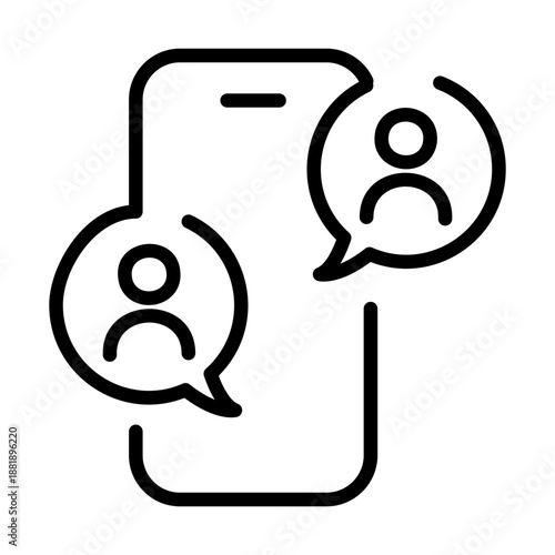 An outline style icon depicting mobile chat
